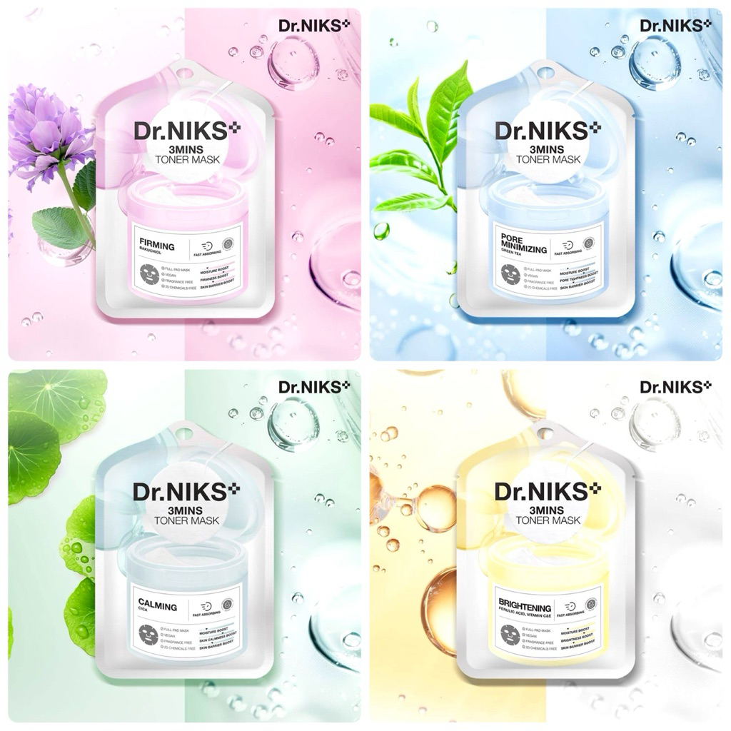 (1ซอง) Dr.Niks 3mins Toner Mask ดร.นิกส์ ทรีมินิทส์ โทนเนอร์ มาสก์ มาสก์หน้าโทนเนอร์