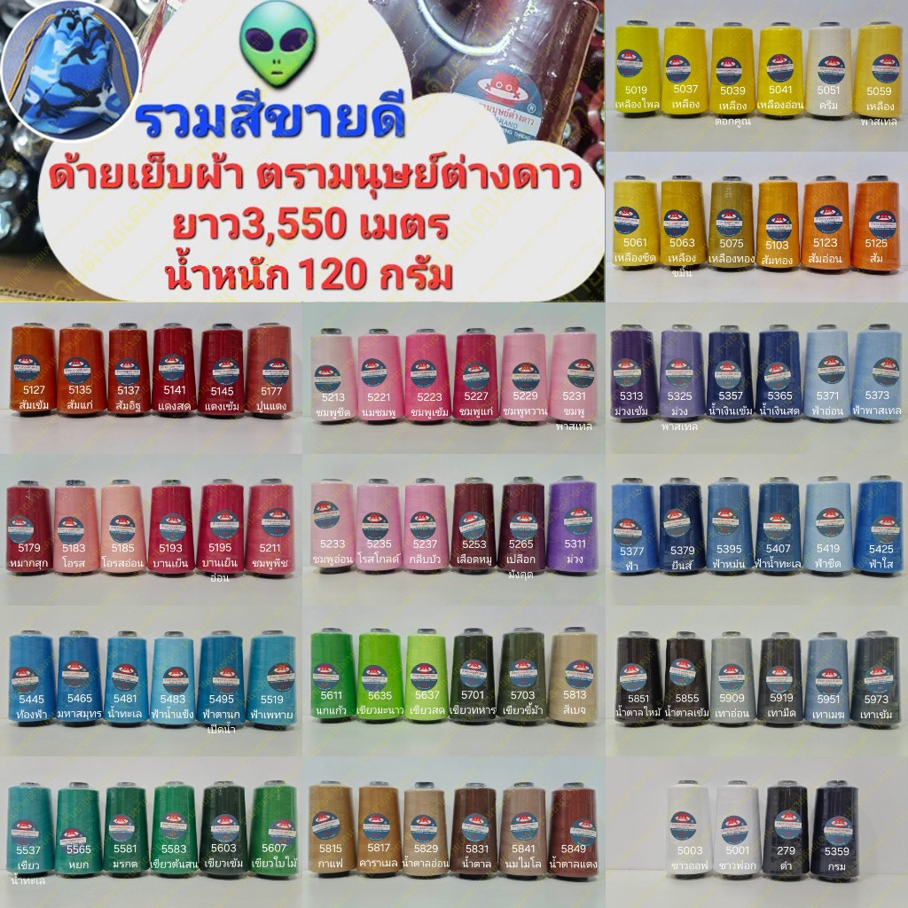 ด้ายเย็บผ้า ตรา มนุษย์ต่างดาว 40/2 ยาว 3,550 เมตร 120 กรัม