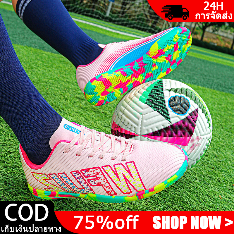 รองเท้าฟุตซอล ผ้าใบฟุตซอล สีดำแดง futsal  ส่งของทุกวันเร็วโคตร【Bangkok IN STOCK】
