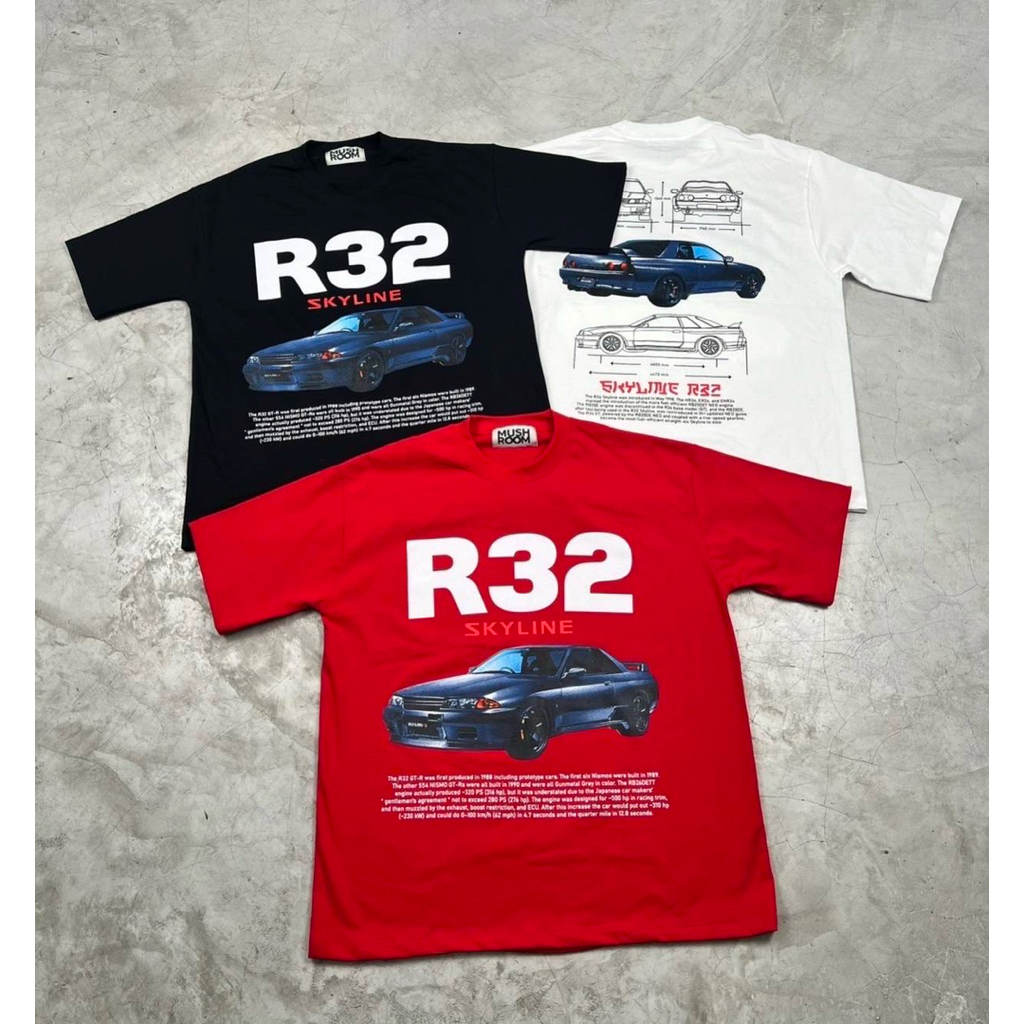 🌟STF_SHOP🌟 เสื้อยืด แขนสั้น คอกลม งานคอป้าย สกรีนลายรถเท่ๆ อก46ยาว29