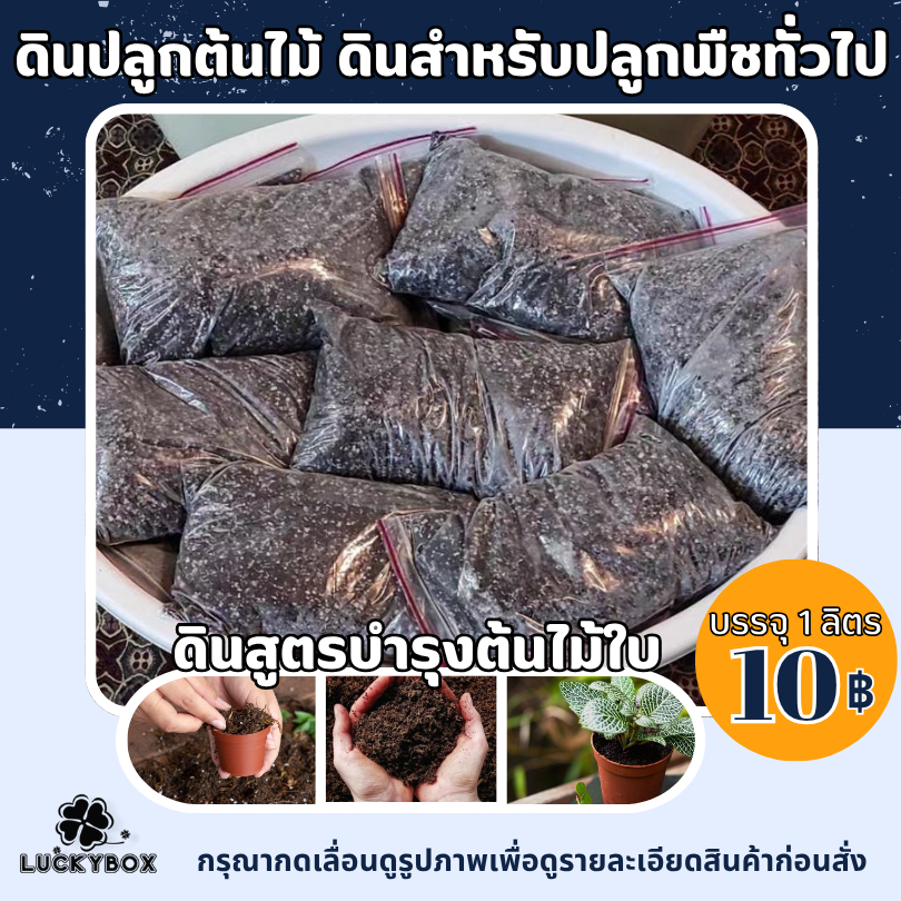 ดินปลูกต้นไม้ ดินสำหรับปลูกพืชทั่วไป สูตรบำรุงต้นไม้ใบ 1 ลิตร 10 บาท