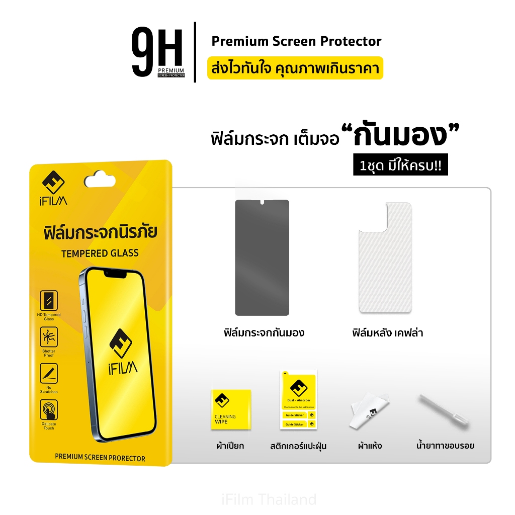 iFilm ฟิล์มกันมอง ไร้ขอบดำ สำหรับ Samsung หลากหลายรุ่น