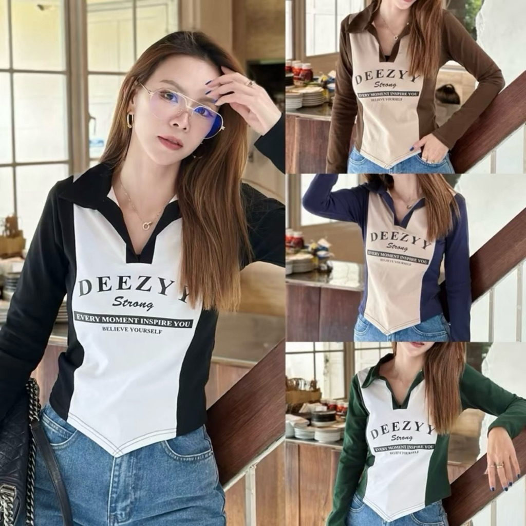 058-059 เสื้อยืด คอปกสกีนDeezyy รุ่นbody pop ผ้าCotton supersoft