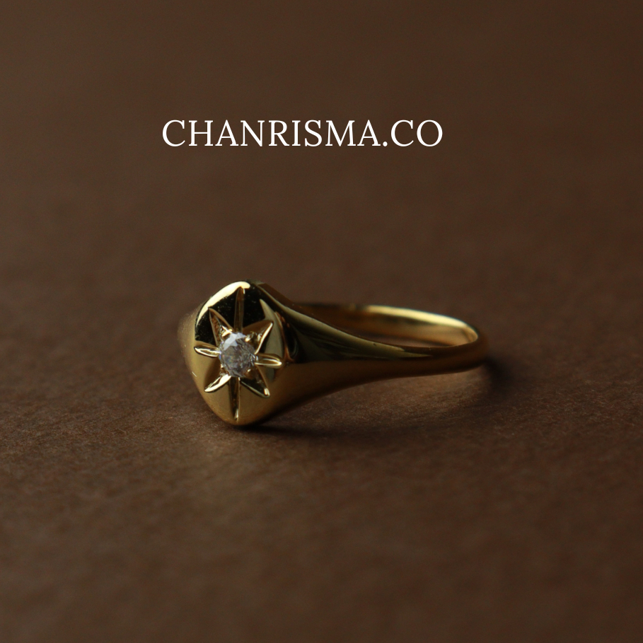 ✅ Chanrisma.Co - Stella Signet Ring เเหวนเงินเเท้ชุบด้วยทองคำ 18K เเละ ทองคำขาว  เเหวนเงินเเท้925 - Classic Womenswear