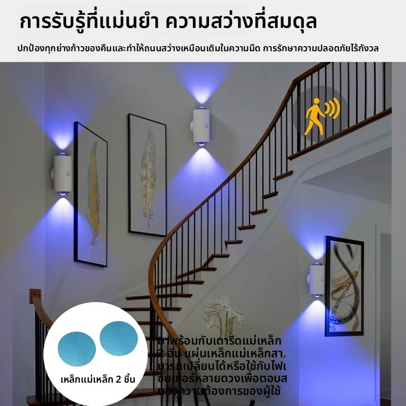 💡โคมไฟเซ็นเซอร์ร่างกายมนุษย์อัจฉริยะ🌞 ไฟติดผนัง ไฟกลางคืน การควบคุมอัตโนมัติ เซ็นเซอร์เปิดไฟ Atmosphere night light รูปที่ 5