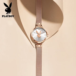 PLAYBOY สปอตสินค้า นาฬิกาข้อมือผู้หญิงกันน้ำ แฟชั่น สายโลหะ รับประกัน 3 ป
