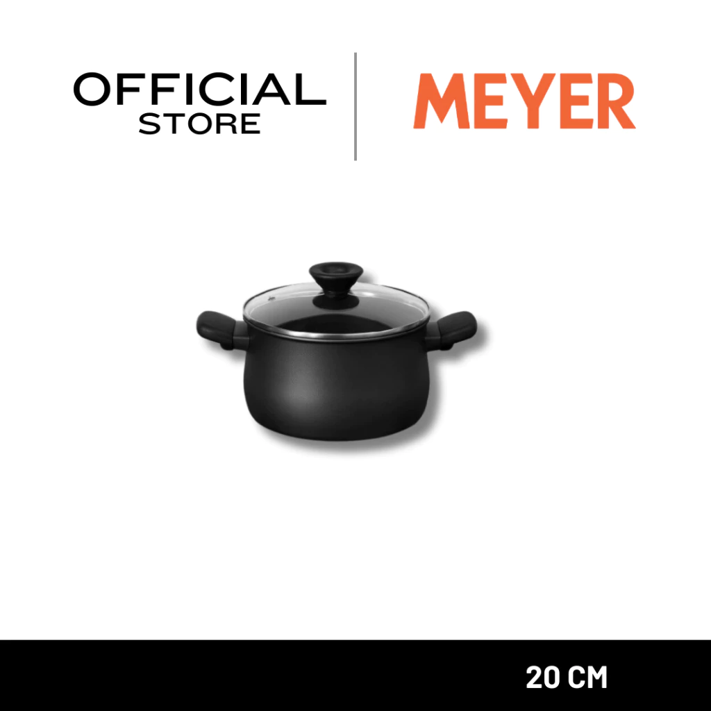 MEYER MIDNIGHT หม้อต้ม 2 หู hard-anodize ขนาด 20 ซม./3.8 ลิตร พร้อมฝา Stockpot (85096-TE12)