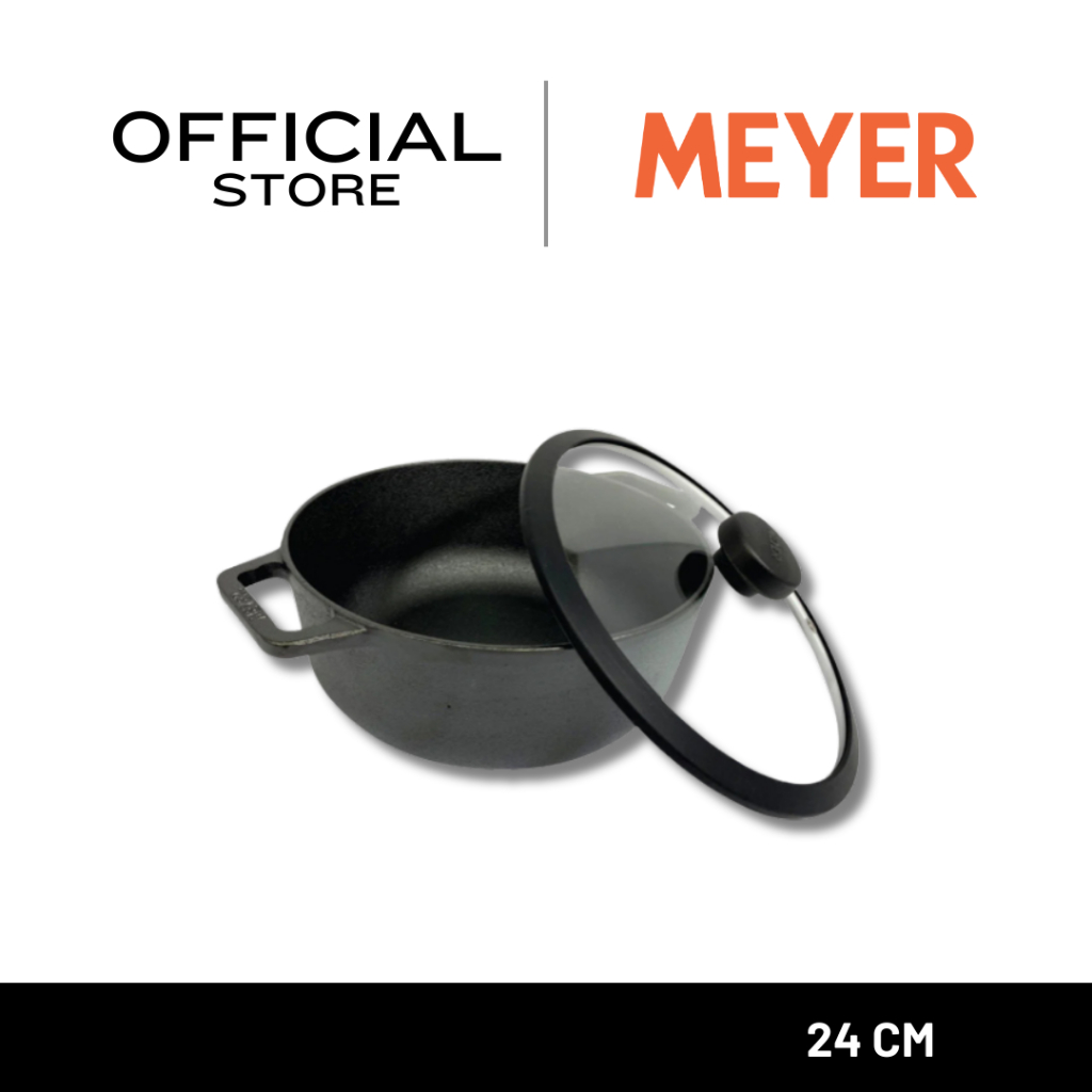 MEYER CAST IRON หม้อเหล็กหล่อ2 หู ขนาด 24CM พร้อมฝา (48241-C)