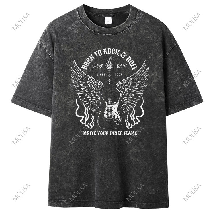Molisa เสื้อยืดคอกลมผ้าฝ้าย Love Music Printed T shirt เสื้อยืดผ้าฟอก เสื้อวงไทย S-4XL 68181#