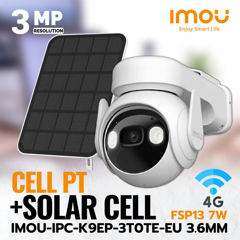 IMOU CELL PT + SOLAR CELL IMOU-IPC-K9EP-3T0TE-EU 3.6MM 3MP รองรับซิม 4G พร้อมโซล่าเซลล์ -ของแท้ 1 Ye