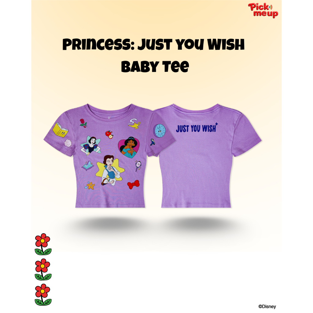 PickMeUp เสื้อยืดพิมพ์ลาย Princess: Just you Wish Baby Tee ลิขสิทธิ์ Disney