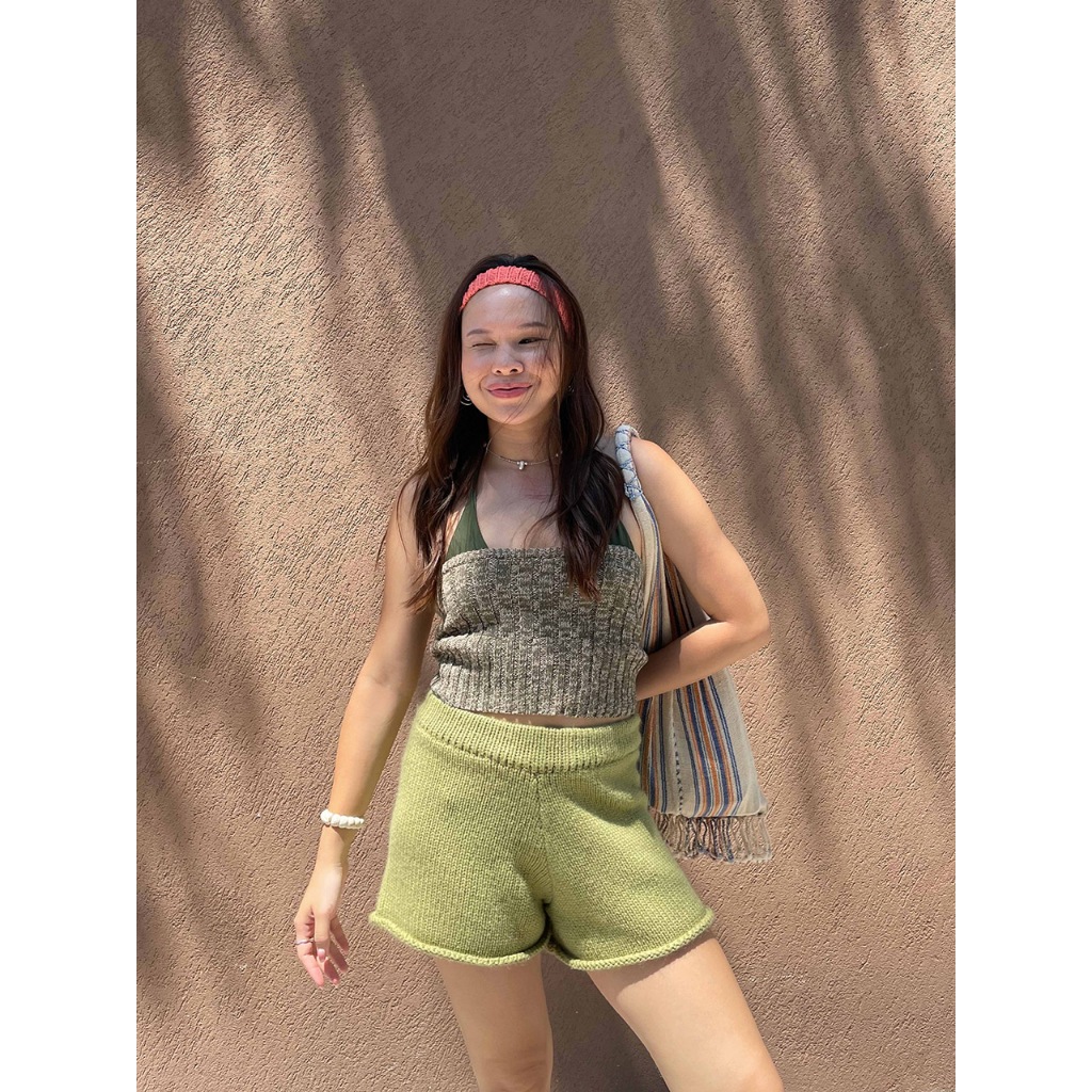 knitCircle - GRAINS Tube top (2 สี) เกาะอกไหมพรมถัก ลายทอริบ มีลายทอสองขั้น ช่วงห่างและถี่ ผสมเส้นด้ายสองสี