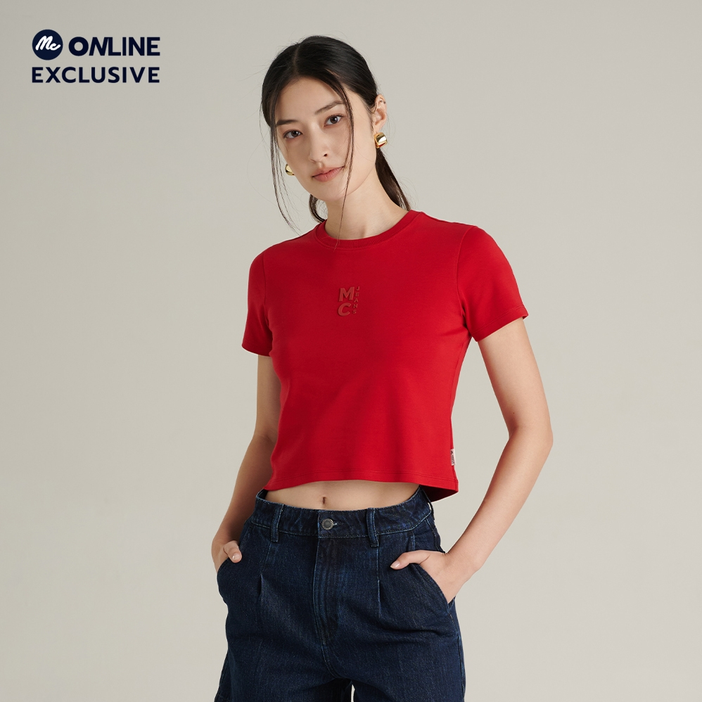 Mc JEANS เสื้อยืดแขนสั้นผู้หญิง ทรงสลิมครอป คอกลม (Online Exclusive) MTTZA31