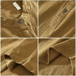 🚚พร้อมส่ง🚚 เสื้อเชิ้ตผู้ชาย เสื้อลินิน คอกลม เสื้อเชิ้ตแขนสั้น เนื้อนุ่มใส่สบายไม่ร้อน แฟชั่นฤดูร้อน