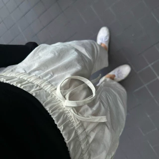 Pastelsmotel - Paper barrel pants. กางเกงเอวยืด ทรงbarrel ขาโค้ง ผ้าคอตตอนผสมไนลอน