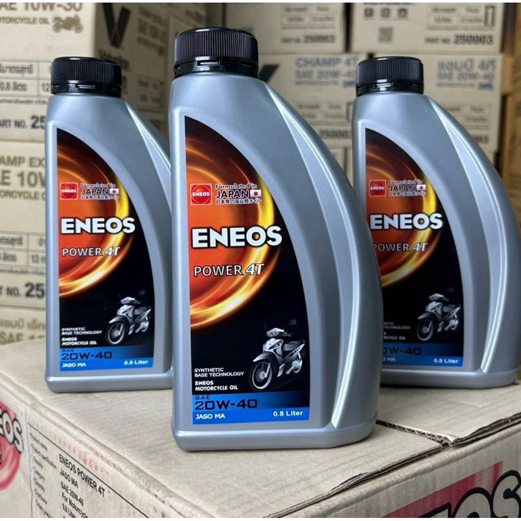 c*ยกลังx12*น้ำมันเครื่องมอไซค์ ENEOS POWER 4T SAE 20W-40 (ฝาดำ) ขนาด 0.8 ลิตร สำหรับรถมอไซค์เกียร์ธรรมดา