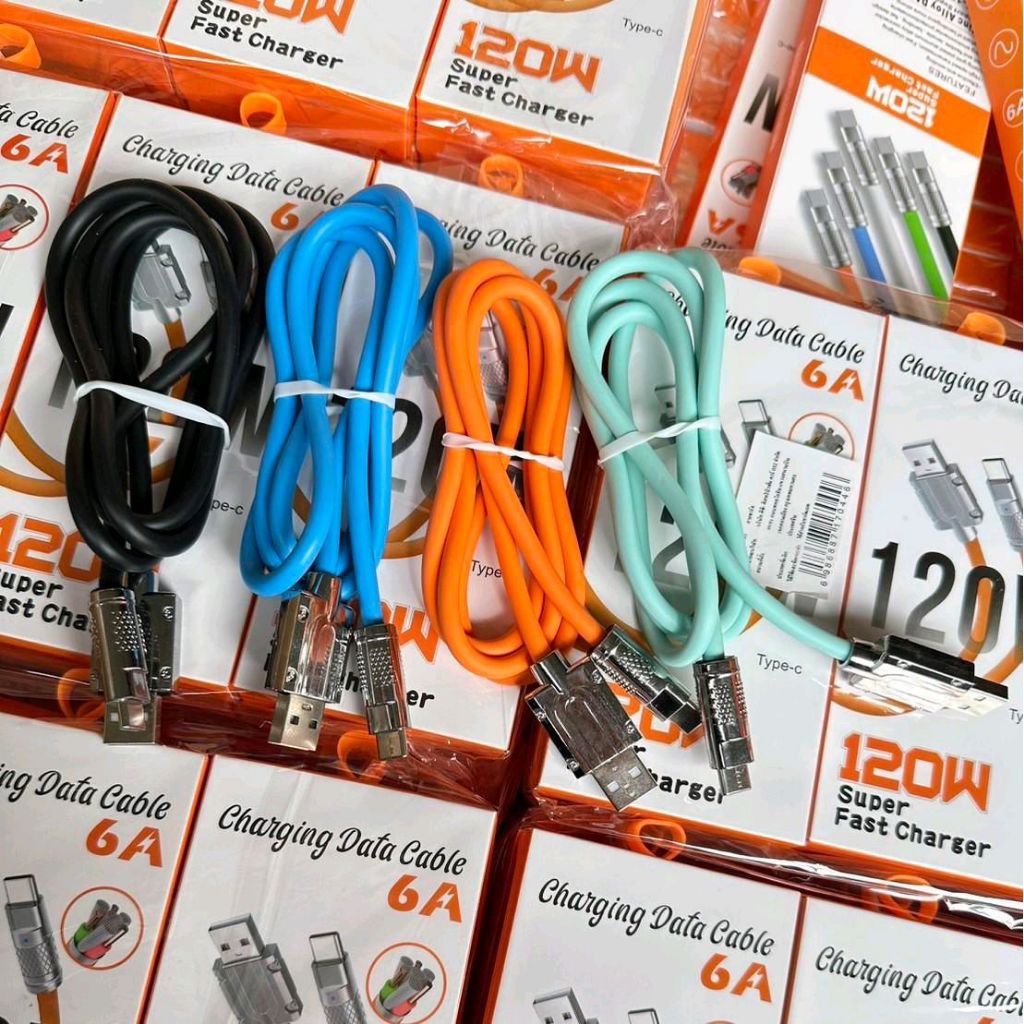 สายชาร์จ TYPE-C คละสี ยาว1เมตร ในกล่อง ยกโหล12ชิ้น Type C To Type C