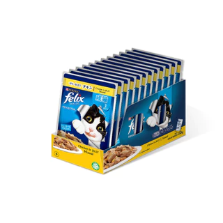 [PETClub] Felix® อาหารเปียกแมว !! ยกกล่อง !! 85g.x12ซอง 14 รสชาติ (เฉพาะสูตรเกรวี่ ปริมาณ 70g.x12 ซอง)