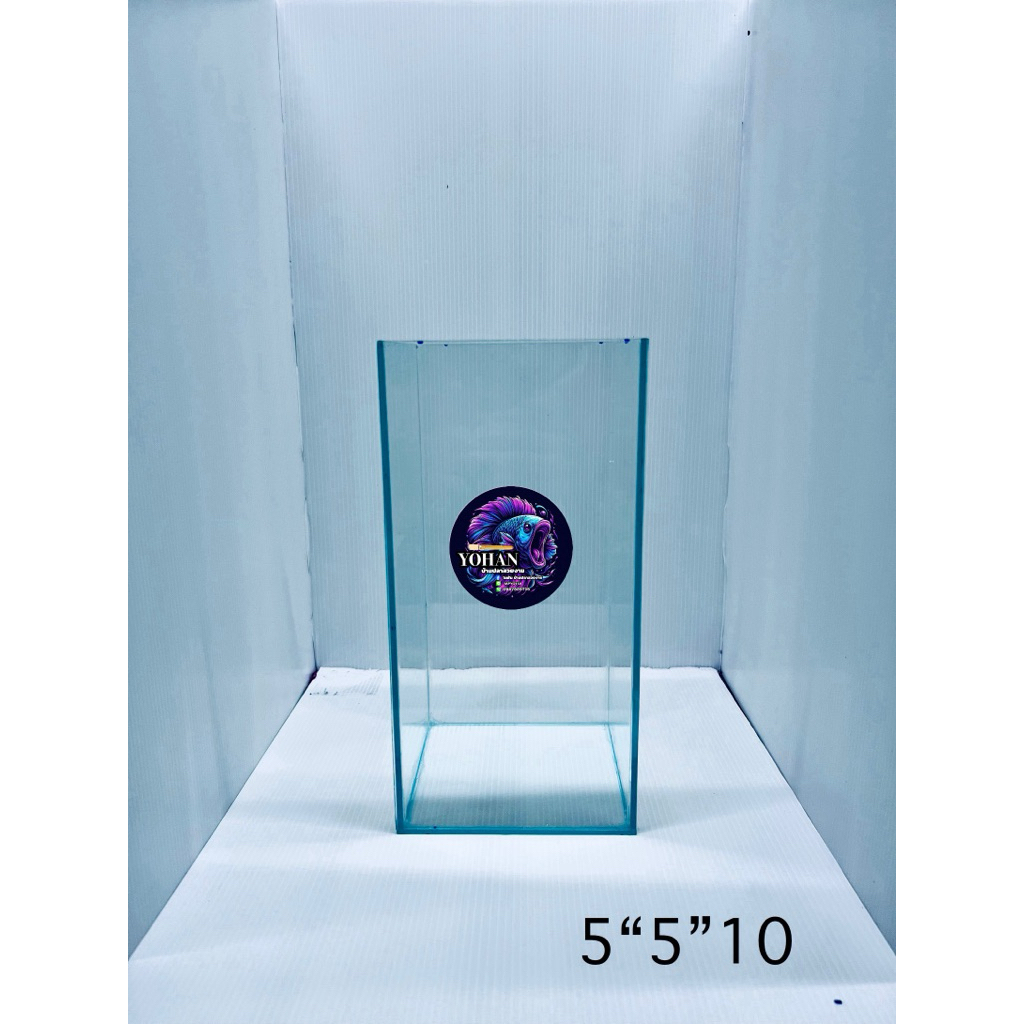โหลปลาขนาด 5“5”10 กระจก3มิล สีใส/สีดำ/พร้อมฝาปิด