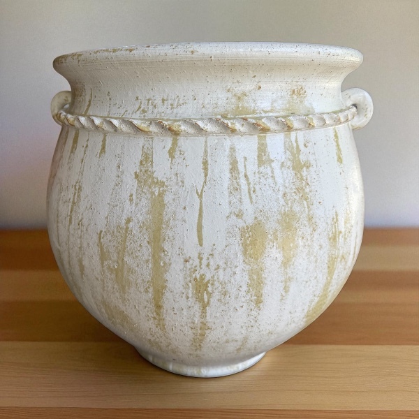 Flowerpot กระถางดินเผาทรงโอ่งอ้วนปากบาน วินเทจสไตล์ มีหู 2 หู ขนาด 43 X 39 cm.