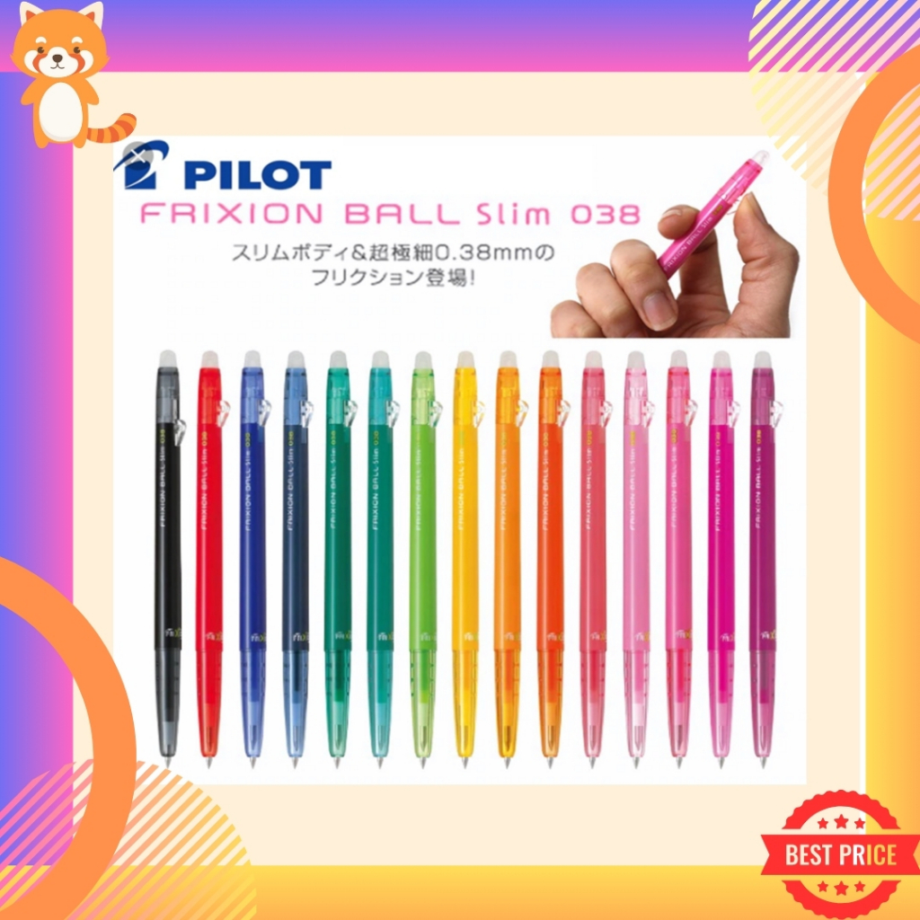 PILOT Frixion Slim 0.38 mm ปากกาลบได้ ของแท้ นำเข้าจากญี่ปุ่น ปากกาสีลบได้ ปากกาสี 20 สี ลบได้