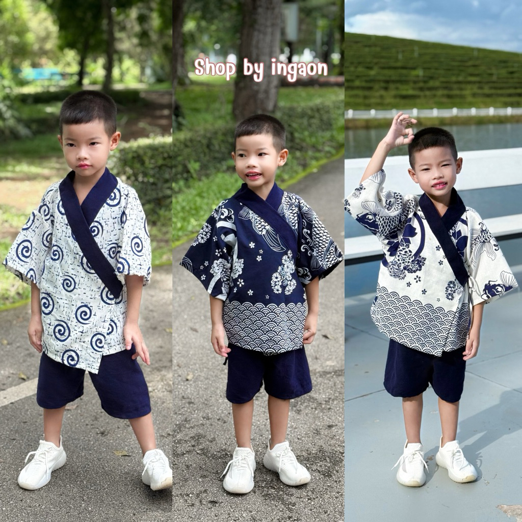 ชุดยูกาตะเด็ก เซ็ตเสื้อ+กางเกง(มีไซส์เด็ก1-12ปี)ใส่ได้ทั้งเด็กผู้ชาย/เด็กผู้หญิง