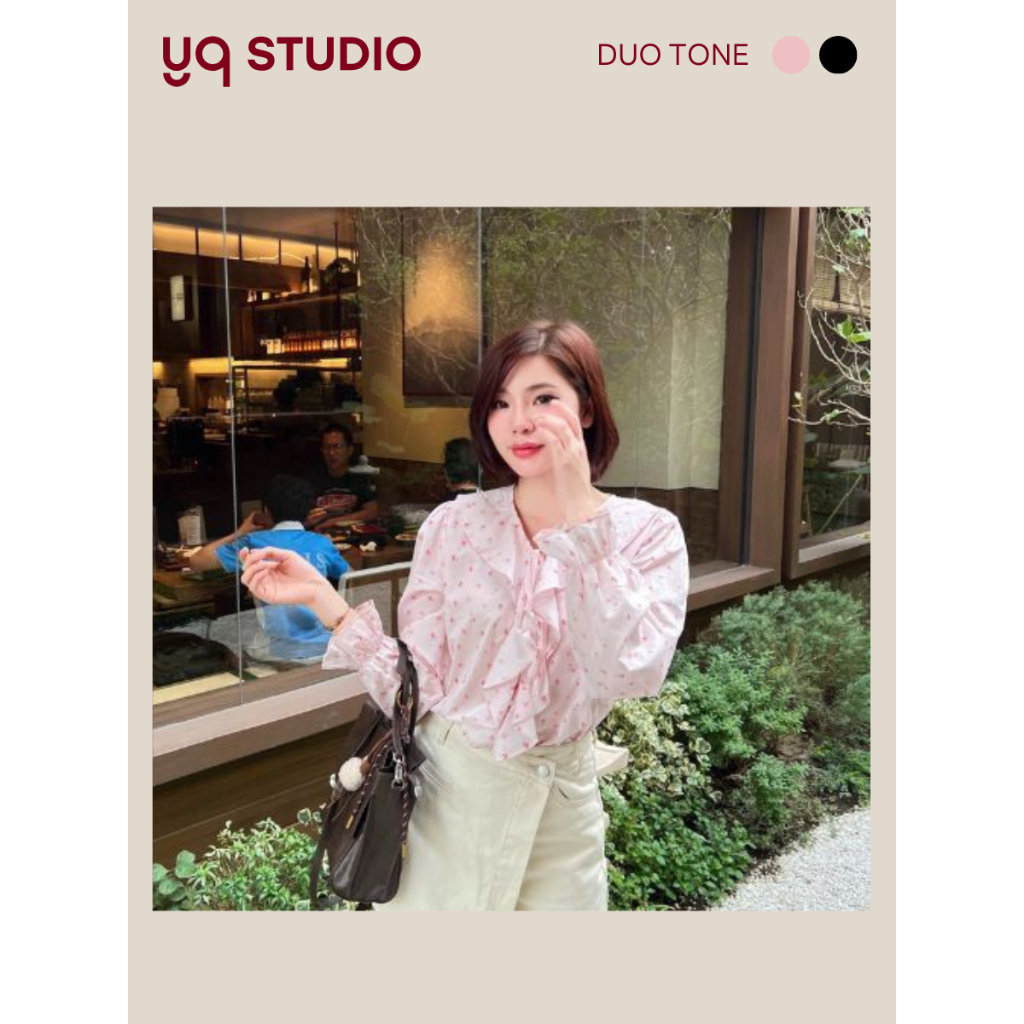MG274 YQ KOREAN SHOP เสื้อแขนนยาวลายดอก dasy ระบาย ป้าย YQ
