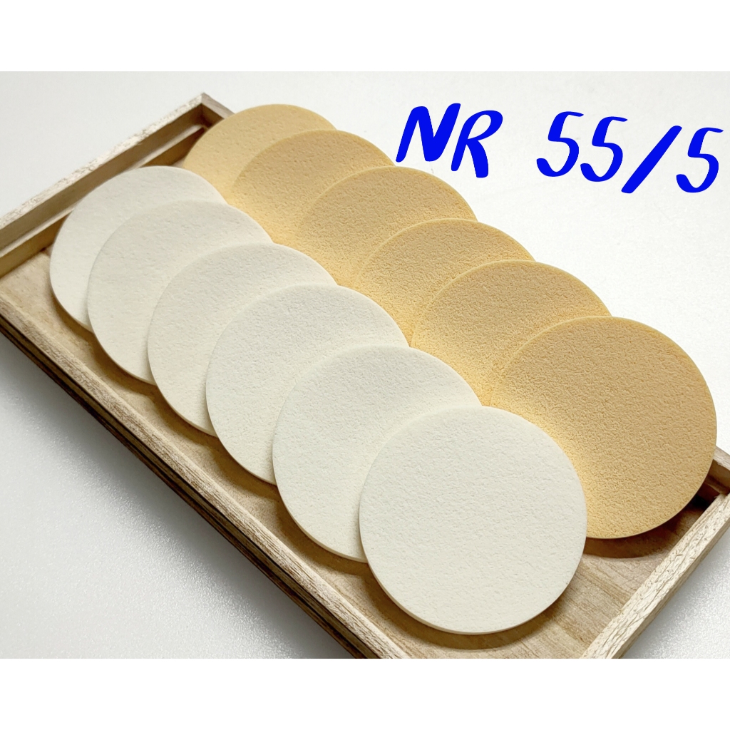 พัฟแต่งหน้ากลมสีขาว/วงกลมสีครีม 1ถุง มี12ชิ้น รหัส(พัฟNR 55/5) ไม่เจียรขอบ ฟองน้ำแต่งหน้าพัฟฟองน้ำพัฟเกลี่ยรองพื้น