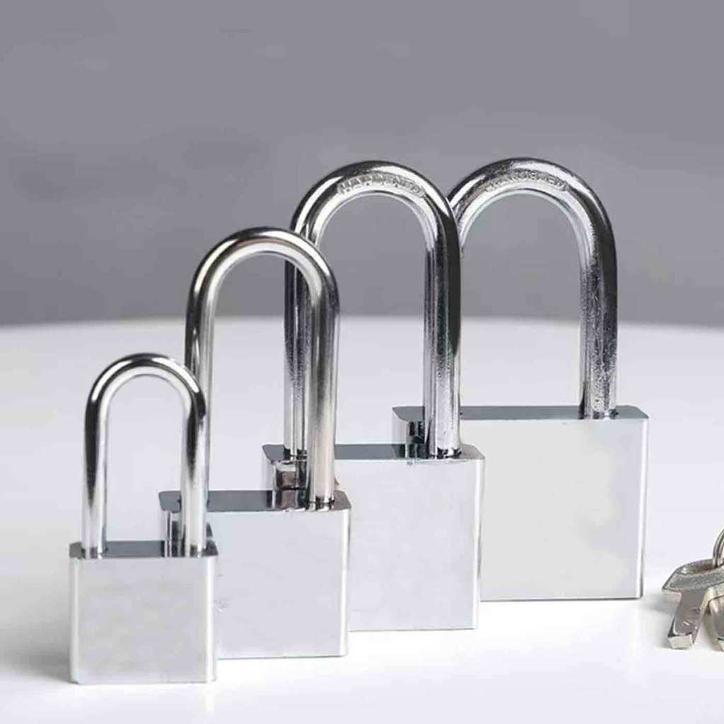 กุญแจเงิน ตัวล็อคประตู ตัวล็อคถังน้ำแข็ง 30/40/50/60 มม. ทนทาน ล็อคการรักษาความปลอดภัย 2แบบ คอสั้น/คอยาว - รูปที่ 3