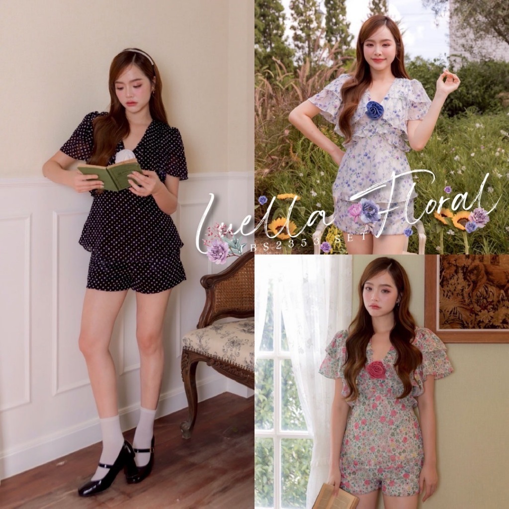 #JBS2353 Luella Floral Set* (Top+Shorts) Joobs studio