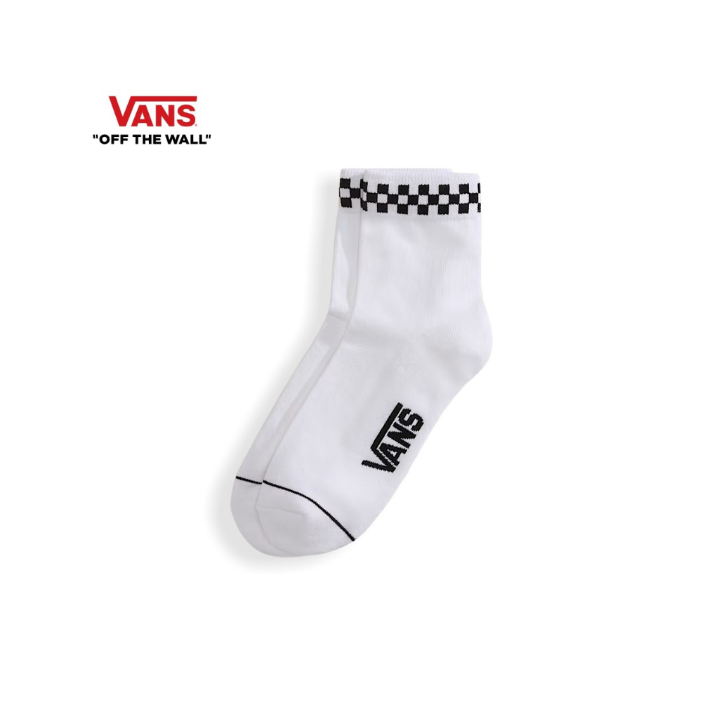 VANS PEEK-A-CHECK HALF CREW - WHITE/BLACK ถุงเท้า ชายหญิง