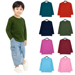 เสื้อคอกลม แขนยาว เด็กชาย-เด็กหญิง 19สี  อายุ 1-11 ปี ผ้าคอต…