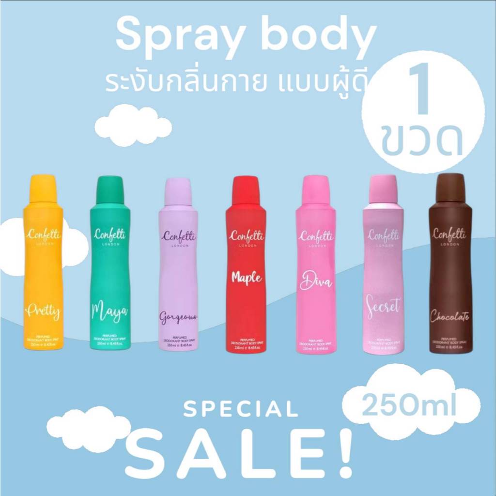Confetti London Body Spray  250ml / คอนเฟตติ ลอนดอน บอดี้ สเปรย์ ขนาด 250มล.