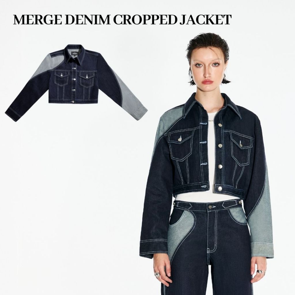 Merge Official - Merge Denim Cropped Jacket (พร้อมส่ง)
