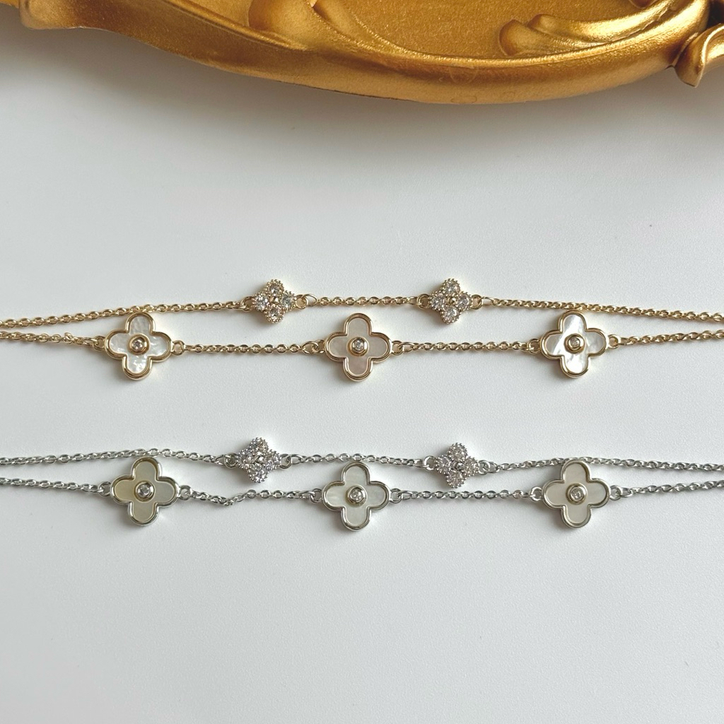 Socrush.bkk | PETAL CHARM double layers bracelet | SB-017 | กำไล สร้อยข้อมือ ดอกไม้ สองเลอเยอร์