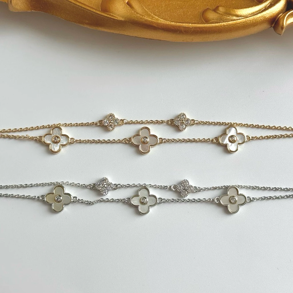 Socrush.bkk | PETAL CHARM double layers bracelet | SB-017 | กำไล สร้อยข้อมือ ดอกไม้ สองเลอเยอร์