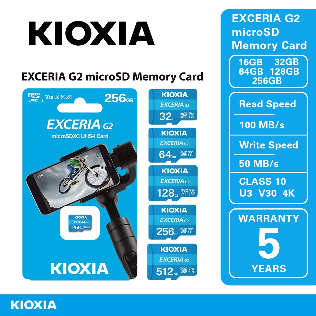 Kioxia exceria G2 microSD cl10 UHS-I U3 V30 4K a1 R100/W50 - 32GB