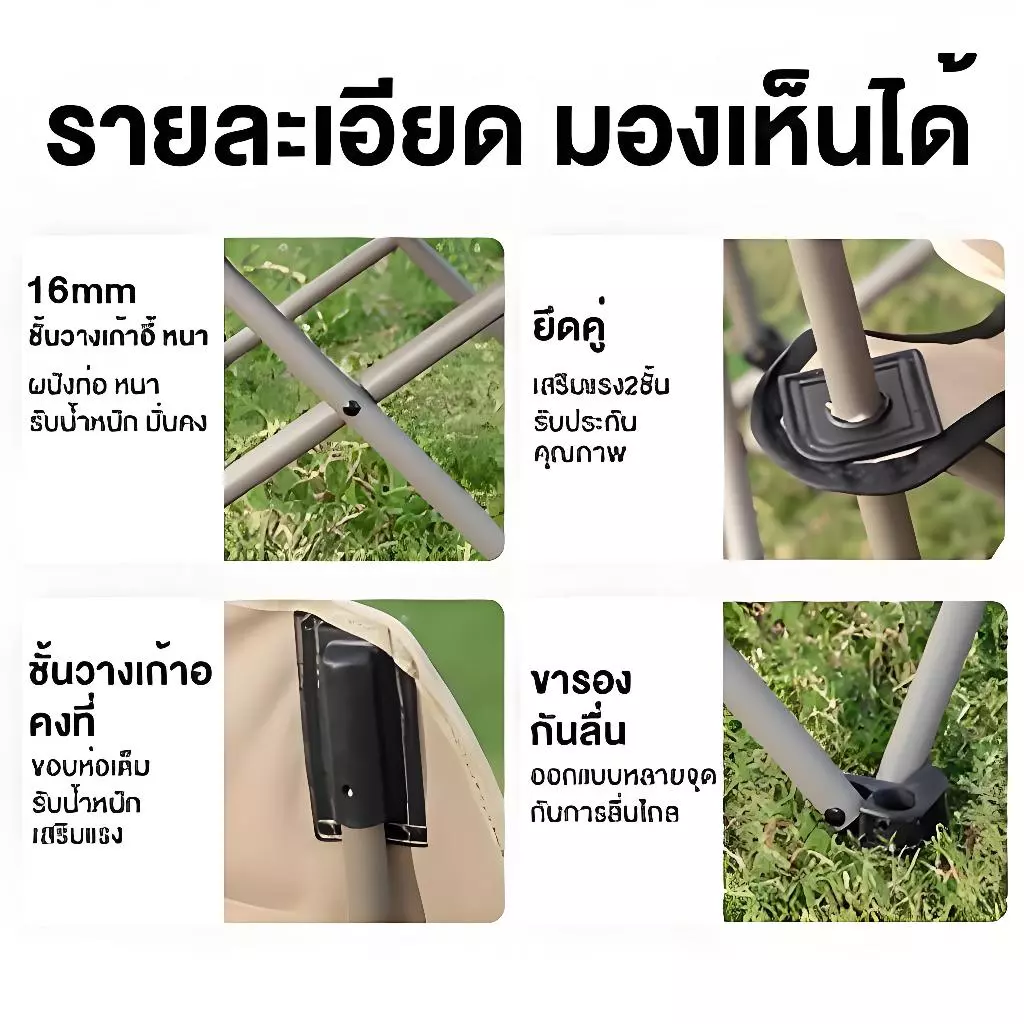 Yegey เก้าอี้แคมป์ปิ้ง เก้าอี้กลางแจ้ง พกพาสะดวก รับน้ำหนัก 300KG thumbnail 9