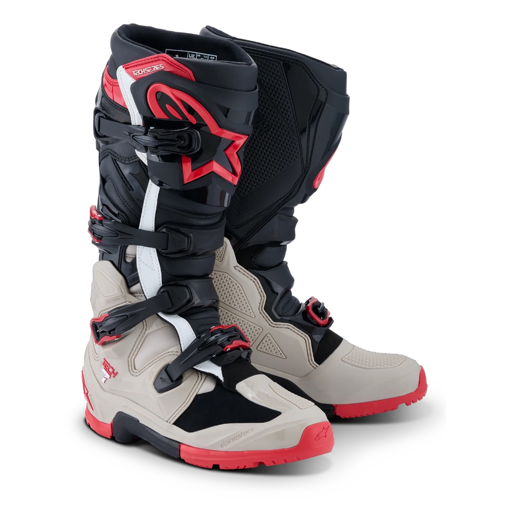 บูทวิบาก Tech 7 Boots Enduro Black Light Gray Bright Red