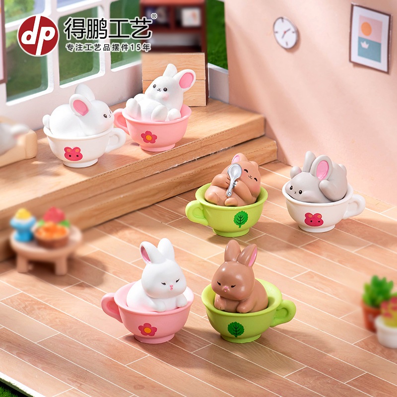 j417ตุ๊กตากระต่ายถ้วยจำลองงานจิ๋วของเล่่น