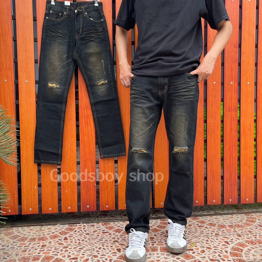 กางเกงยีนส์กระบอกเล็กแต่งขาดMicro(รุ่นใหม่ล่าสุด)