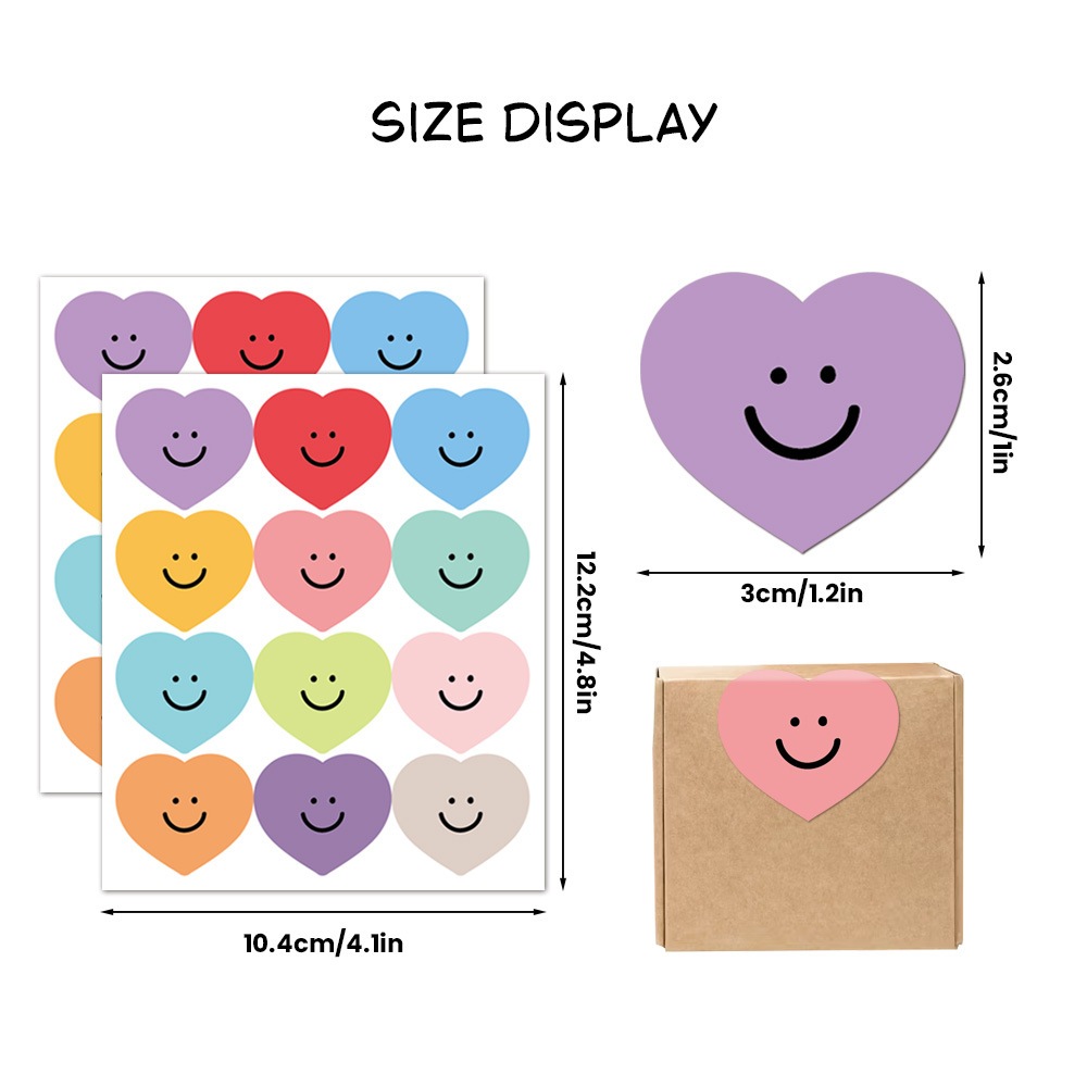 ( LP ) สติกเกอร์ 120 ชิ้น/แพ็ค สติกเกอร์หัวใจคละสี สีสันสดใส เหมาะสำหรับบรรจุภัณฑ์ ตกแต่งงานปาร์ตี้