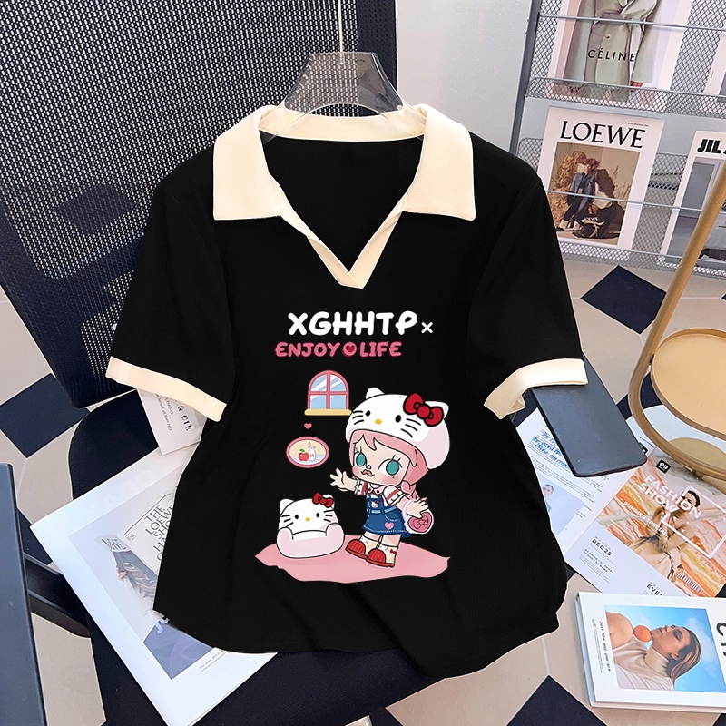 เทรนด์อเมริกันคอวีเสื้อยืดผู้หญิงใหม่กีฬาฤดูร้อนบวกขนาดเสื้อผ้าผู้หญิงด้านบนฤดูร้อนบวกไหล่หลวมแขนสั้น