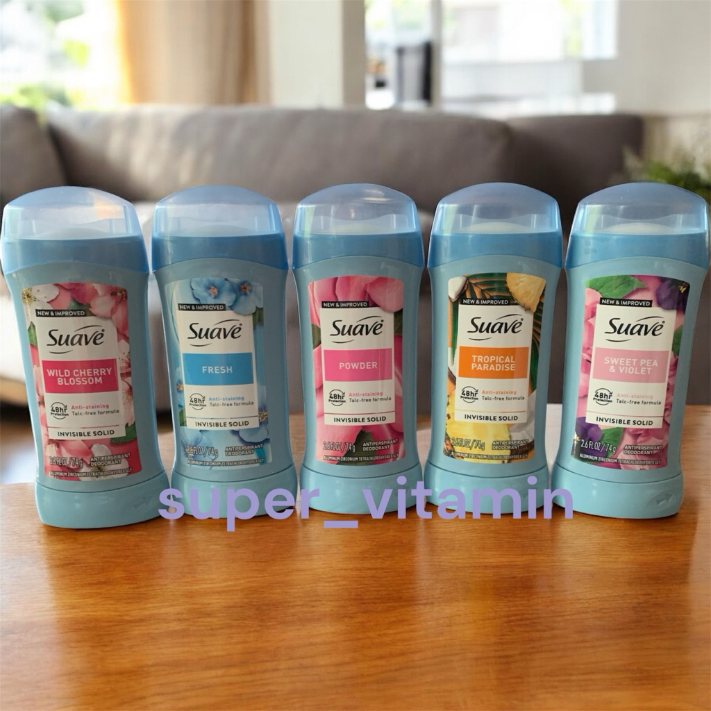 ขนาดใหญ่ 74 g. ใหม่ล่าสุด จากอเมริกา Suave Invisible Solid Antiperspirant Deodorant Stick กลิ่นหอม ระงับกลิ่นกาย 48 ช.ม