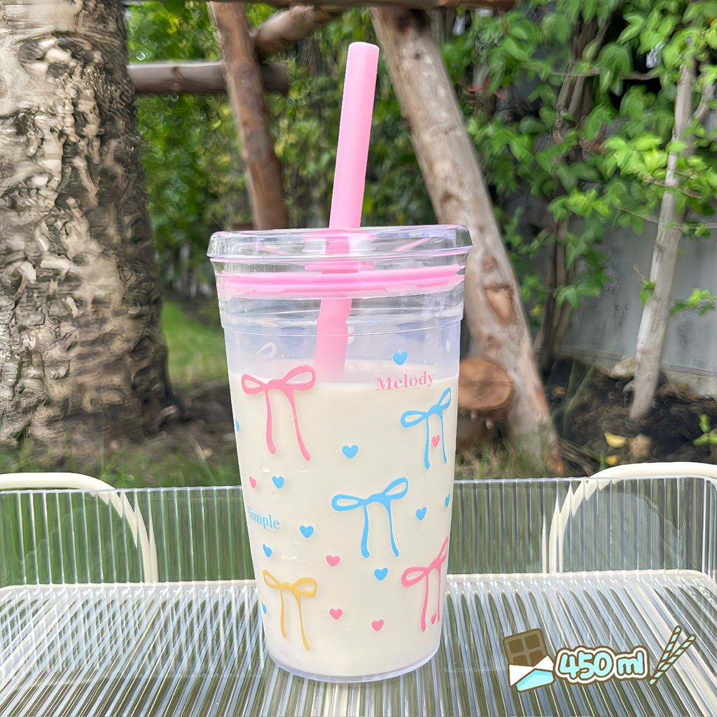 แก้วลายแม่ตุ๊ก แก้วพกพา ใส่กาแฟ มัจฉะ 450 ml น่ารักมาก วัสดุTritan