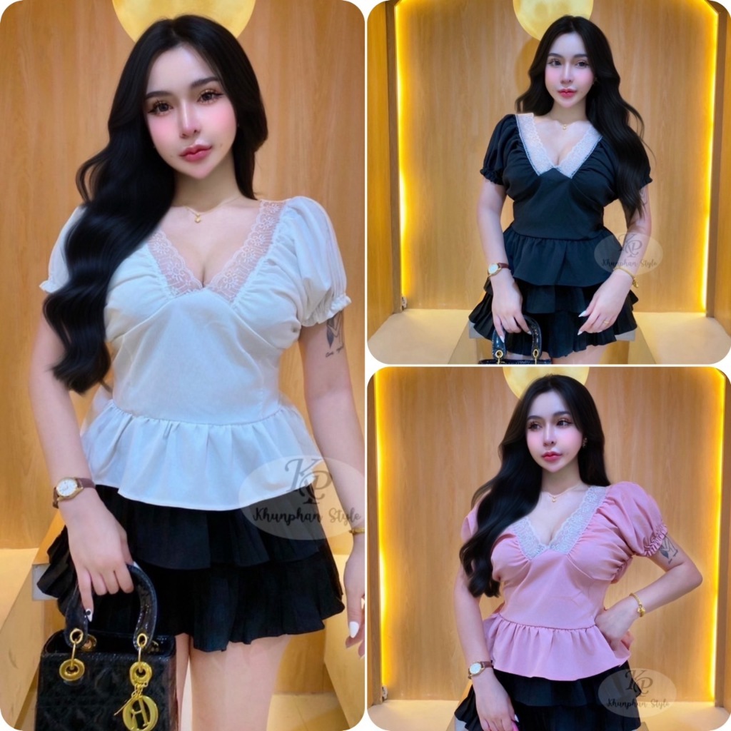 NT4 เสื้อแต่งคอลูกไม้ แขนตุ๊กตาน่ารัก