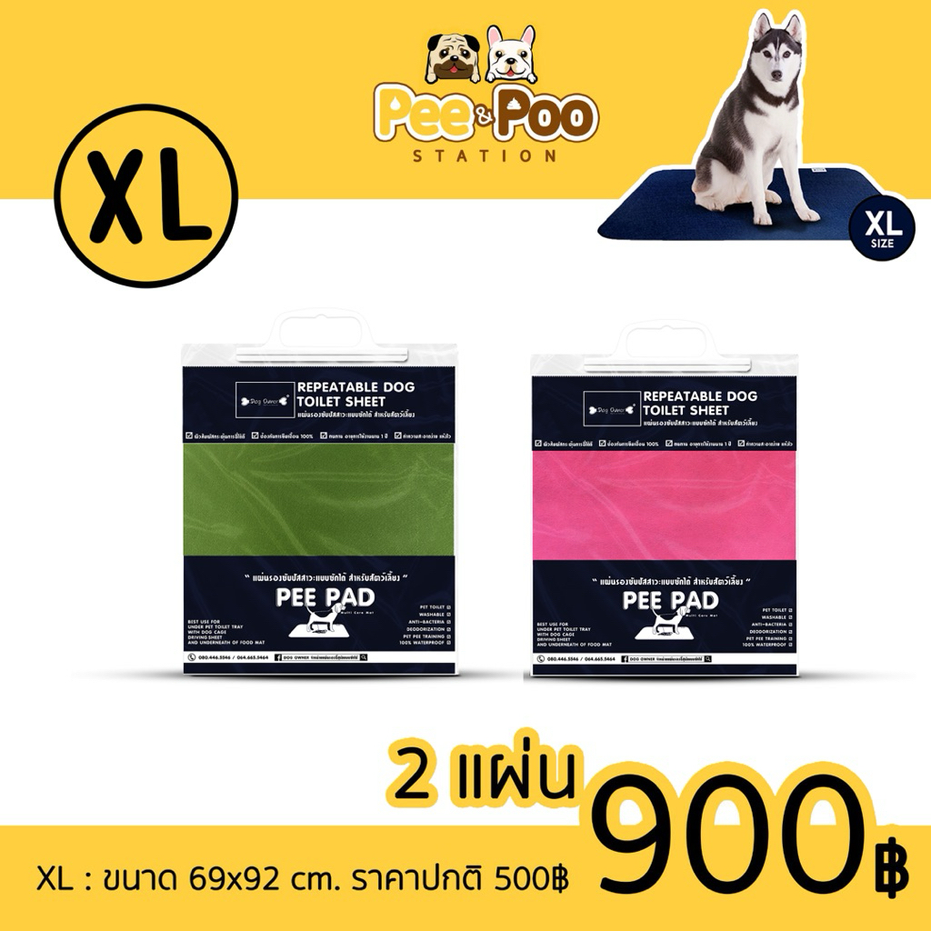 แผ่นรองฉี่แบบซักได้ 💥 โปรไซส์ XL : 2 แผ่น 900 💥
