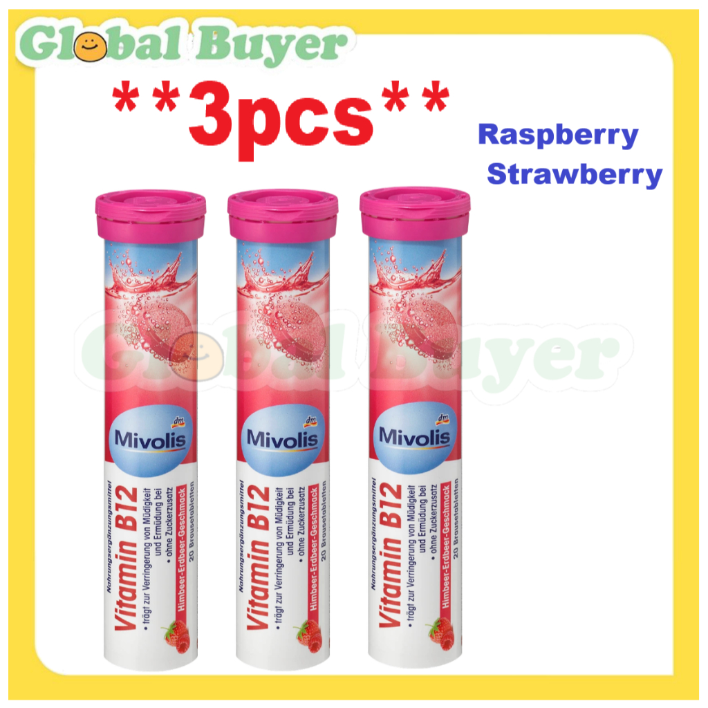 ** 3pcs ** Mivolis Vitamin B12 Effervescent Tablets, 20
