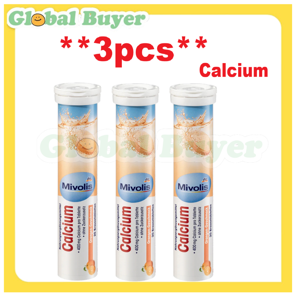 ** 3pcs ** Mivolis DM Calcium Effervescent Tablets, 20pc
