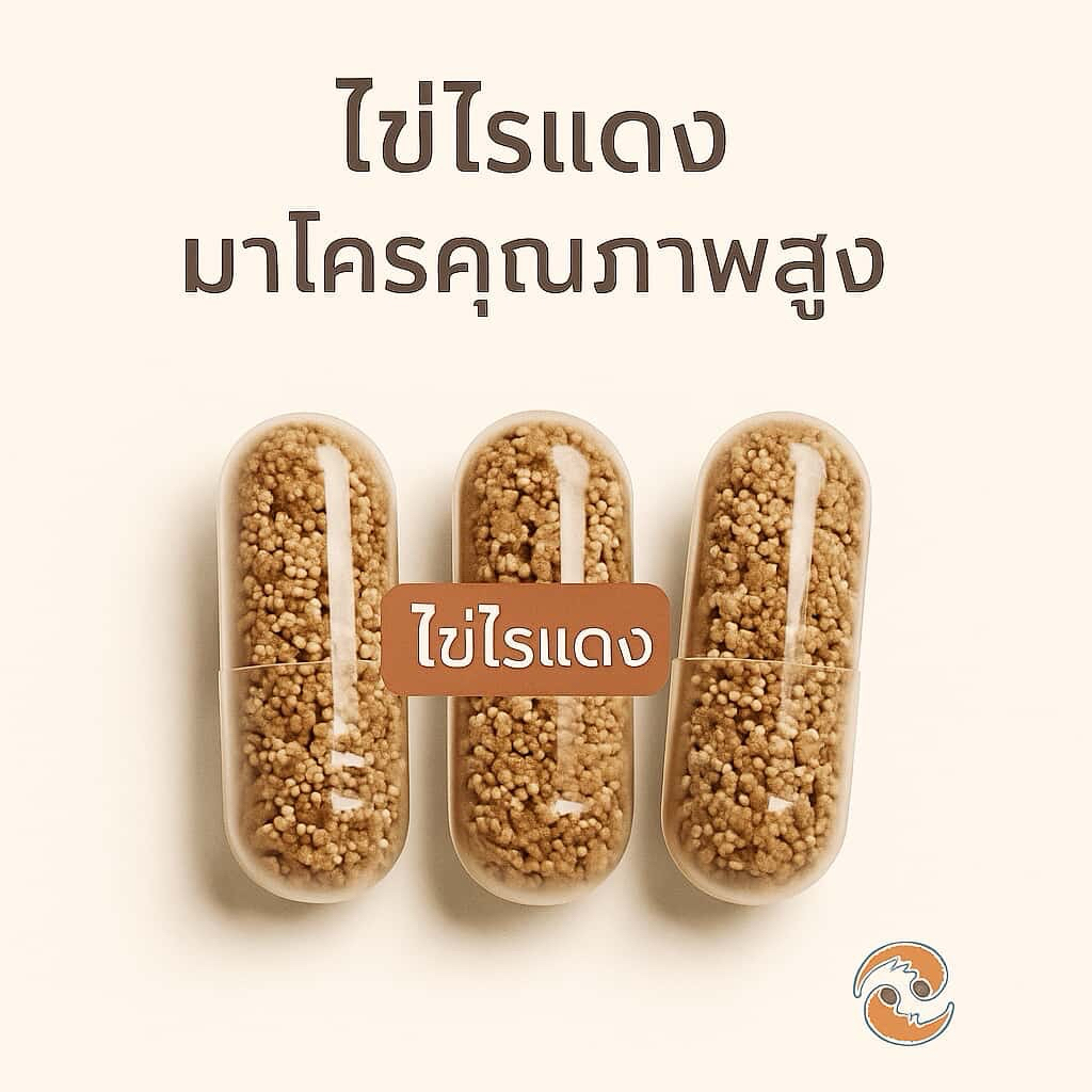 ไข่ไรแดงมาโครบรรจุ 3 แคปซูล ใช้สำหรับอนุบาลลูกปลาแรกเกิด